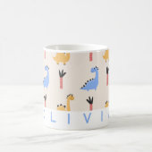 可愛い恐竜のパーソナライズされた子供の名前mag コーヒーマグカップ (中央)