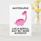 可愛い恐竜のプンおもしろいス叔母誕生日カード カード (黄色い花)