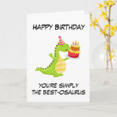 可愛い恐竜のプンおもしろいス叔母誕生日カード カード (黄色い花)