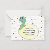 可愛い恐竜のベビーシャワーサンキューカード ノートカード (正面)