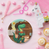 可愛い恐竜の保安官/カウボーイ ペーパープレート (パーティー)