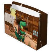 可愛い恐竜の保安官/カウボーイ ラージペーパーバッグ (裏面アングル)