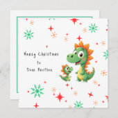 可愛い恐竜の兄弟カスタム写真クリスマスカード シーズンカード (正面/裏面)