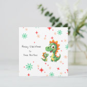 可愛い恐竜の兄弟カスタム写真クリスマスカード シーズンカード (スタンド正面)