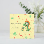 可愛い恐竜の兄弟カスタム写真クリスマスカード シーズンカード (スタンド正面)