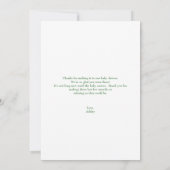 可愛い恐竜の卵の緑の水色ベビーシャワー サンキューカード (裏面)