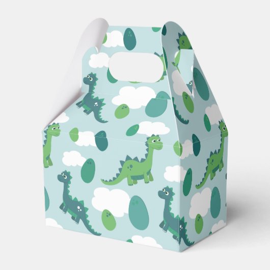 可愛い恐竜の卵の青い緑のパターン フェイバーボックス (裏面サイド)