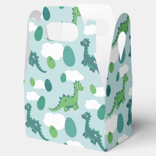 可愛い恐竜の卵の青い緑のパターン フェイバーボックス (オープン)