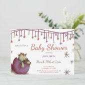 可愛い恐竜の卵パープルガール赤ちゃんシャワーinvitati 招待状 (スタンド正面)