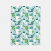 可愛い恐竜の卵、青い緑のディノス フリースブランケット (正面)