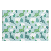 可愛い恐竜の卵、青い緑のディノス 枕カバー (裏面)