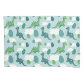 可愛い恐竜の卵、青い緑のディノス 枕カバー (正面)