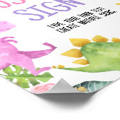 可愛い恐竜の女の子の誕生日パーティーテーブルサイン ポスター (角)