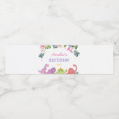 可愛い恐竜の女の子の誕生日水瓶ラベル ペットボトルラベル (シングルラベル)