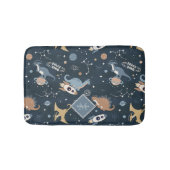 可愛い恐竜の宇宙柄キッズバスルーム バスマット (正面)