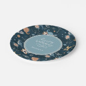 可愛い恐竜の宇宙模様子供の誕生日 ペーパープレート (アングル)