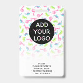 可愛い恐竜の小児科の写真ロゴコード バッジ (裏面)