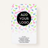 可愛い恐竜の小児科の写真ロゴコード バッジ (裏面)