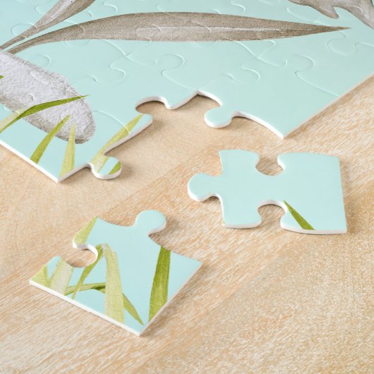 可愛い恐竜の少年の性別が赤ちゃんのシャワーを明らかにする ジグソーパズル (側面)