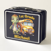 可愛い恐竜の少年 メタルランチボックス (裏面)