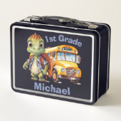 可愛い恐竜の少年 メタルランチボックス (裏面)