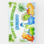 可愛い恐竜の幼児のバースデーパーティパーソナライズされたー 横断幕 (縦)