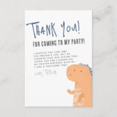 可愛い恐竜の手書き少年の誕生日パーティー サンキューカード (正面)