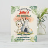 可愛い恐竜の招待による誕生日パーティー 招待状 (スタンド正面)