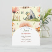 可愛い恐竜の招待による誕生日パーティー 招待状 (スタンド正面)