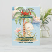 可愛い恐竜の招待による誕生日パーティー 招待状 (スタンド正面)