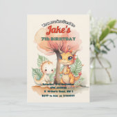 可愛い恐竜の招待による誕生日パーティー 招待状 (スタンド正面)