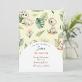 可愛い恐竜の招待による誕生日パーティー 招待状 (スタンド正面)