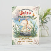 可愛い恐竜の招待による誕生日パーティー 招待状 (スタンド正面)