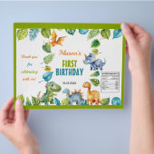 可愛い恐竜の最初の誕生日チップバッグラッパー チラシ (手)