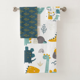 可愛い恐竜の模様 バスタオルセット