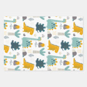 可愛い恐竜の模様 ラッピングペーパーシート (正面)