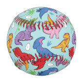 可愛い恐竜の模様 野球ボール (裏面)