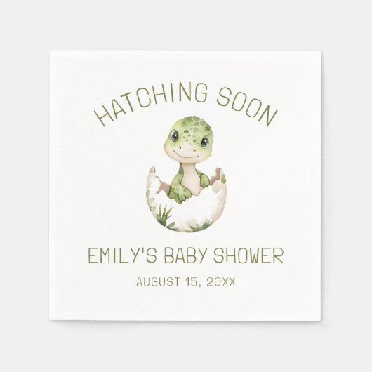 可愛い恐竜の水の色の孵化すぐに赤ちゃんシャワー スタンダードカクテルナプキン (正面)