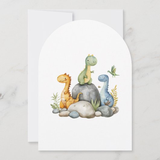 可愛い恐竜の水の色の孵化すぐに赤ちゃんシャワー 招待状 (裏面)