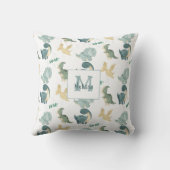 可愛い恐竜の水彩模様 クッション (裏面)