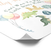 可愛い恐竜の水彩赤ちゃんシャワーへようこそ ポスター (角)