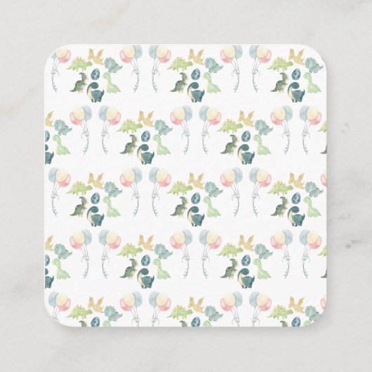 可愛い恐竜の水彩赤ちゃんシャワー詳細 エンクロージャーカード (裏面)