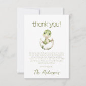 可愛い恐竜の水彩赤ちゃんシャワー サンキューカード (正面)