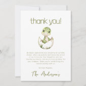 可愛い恐竜の水彩赤ちゃんシャワー サンキューカード (正面)