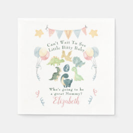 可愛い恐竜の水彩赤ちゃんシャワー スタンダードカクテルナプキン