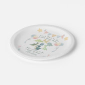 可愛い恐竜の水彩赤ちゃんシャワー ペーパープレート (アングル)