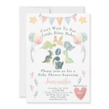 可愛い恐竜の水彩赤ちゃんシャワー