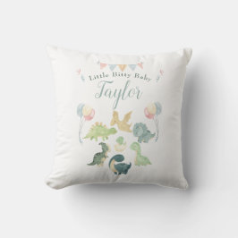 可愛い恐竜の水彩青パーソナライズされたベビー クッション