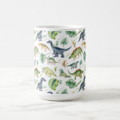 可愛い恐竜の水色の緑のパターンの子供 コーヒーマグカップ (中央)