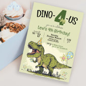 可愛い恐竜の漫画Dino-4-us 4th誕生日パーティー 招待状